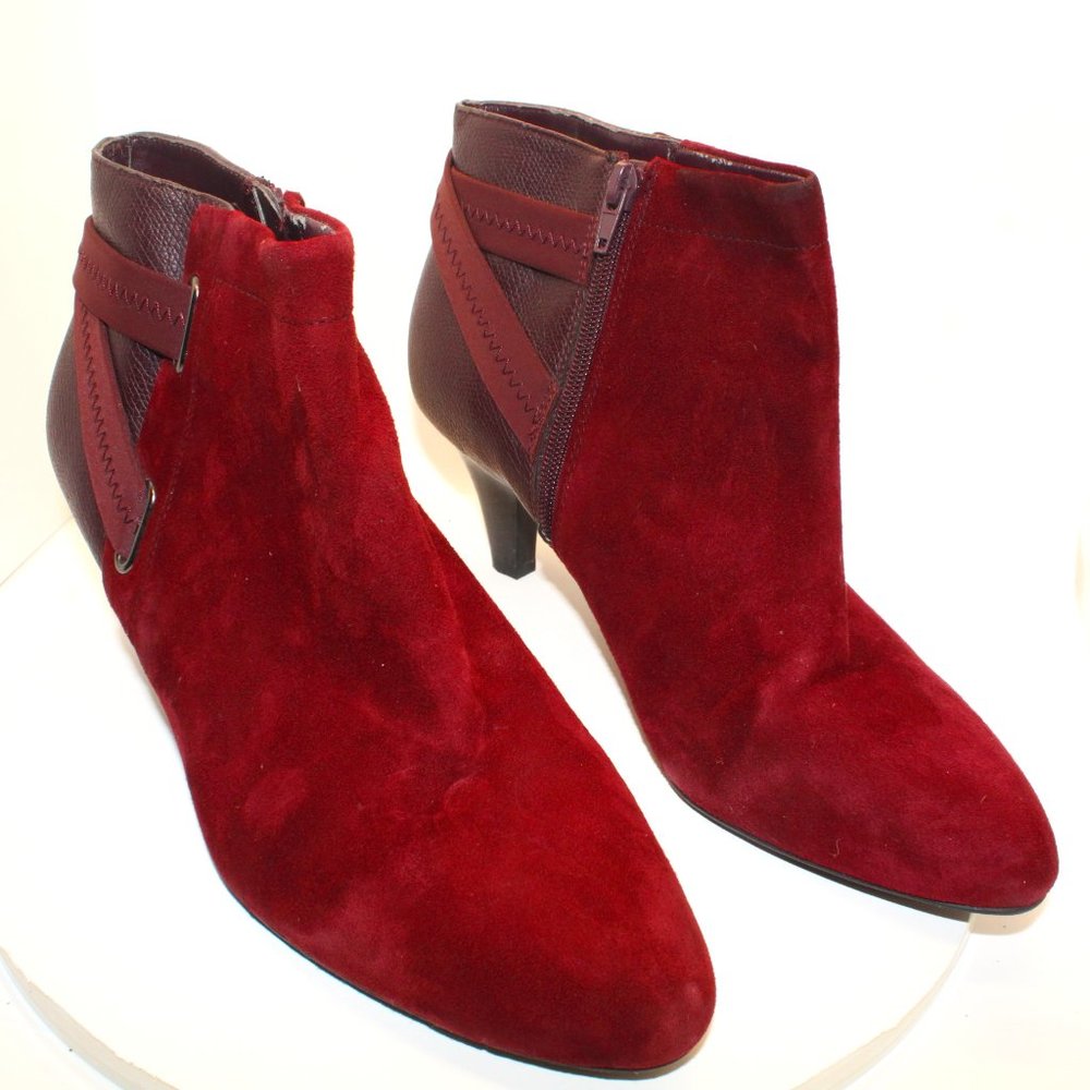 ALFANI Women's Sz 10M Maroon Step N Flex Vandela2 Almond Toe Kitten Heel Booties - Picture 2 of 10